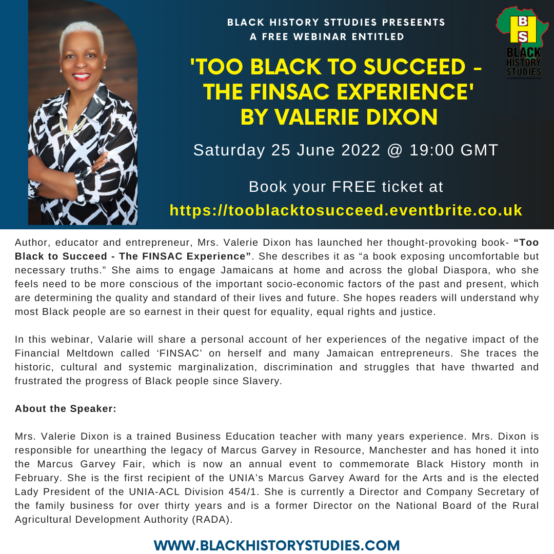 You are currently viewing FREE Webinar: Too Black to Succeed – The FINSAC Experience by Valerie Dixon