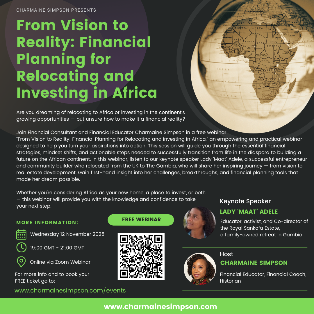 Read more about the article FREE Webinar: From Vision to Reality: Financial Planning for Relocating and Investing in Africa – Wed 12 November 2025