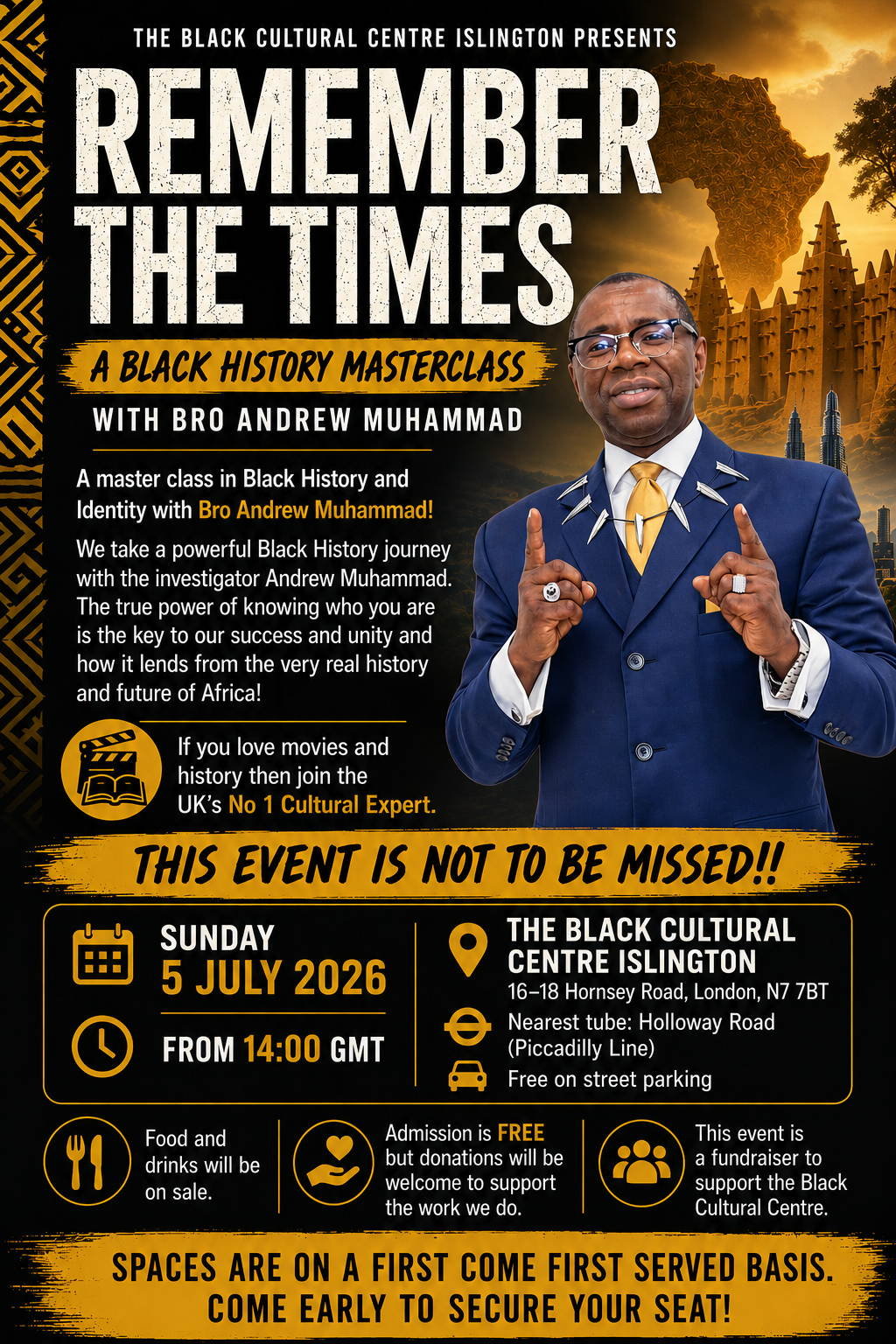 Read more about the article FREE Presentation – Remember the Times – Black History Masterclass with Bro Andrew Muhammad