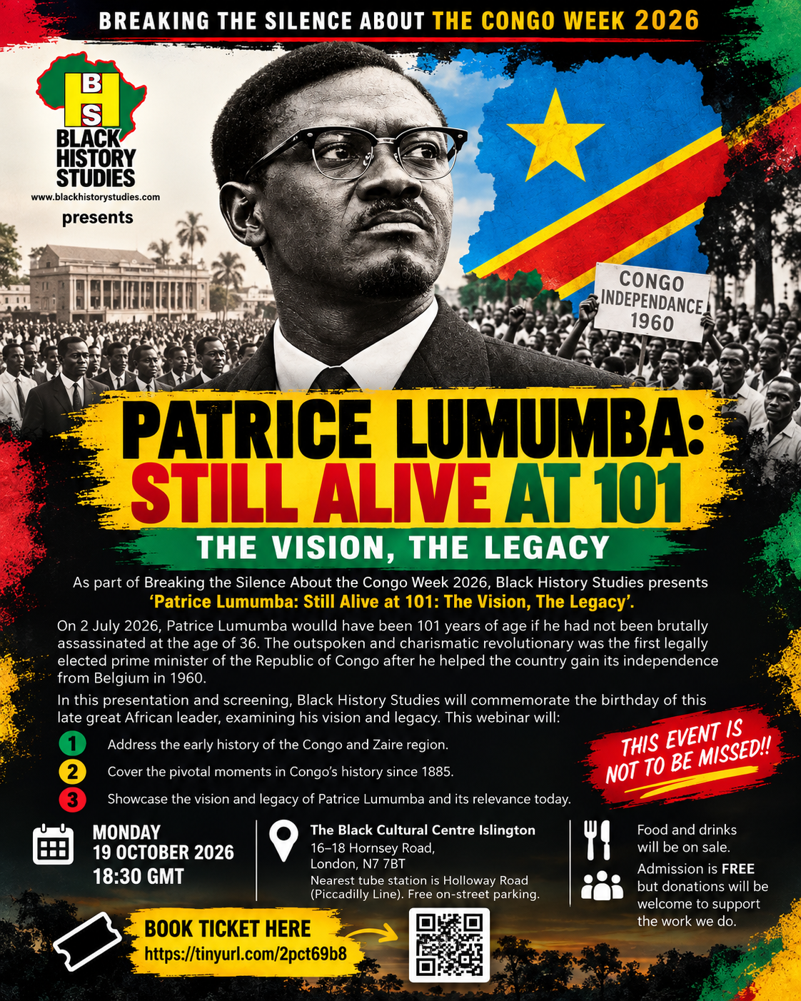 Read more about the article Patrice Lumumba: Still Alive at 101: The Vision, The Legacy – Mon 19 October 2026
