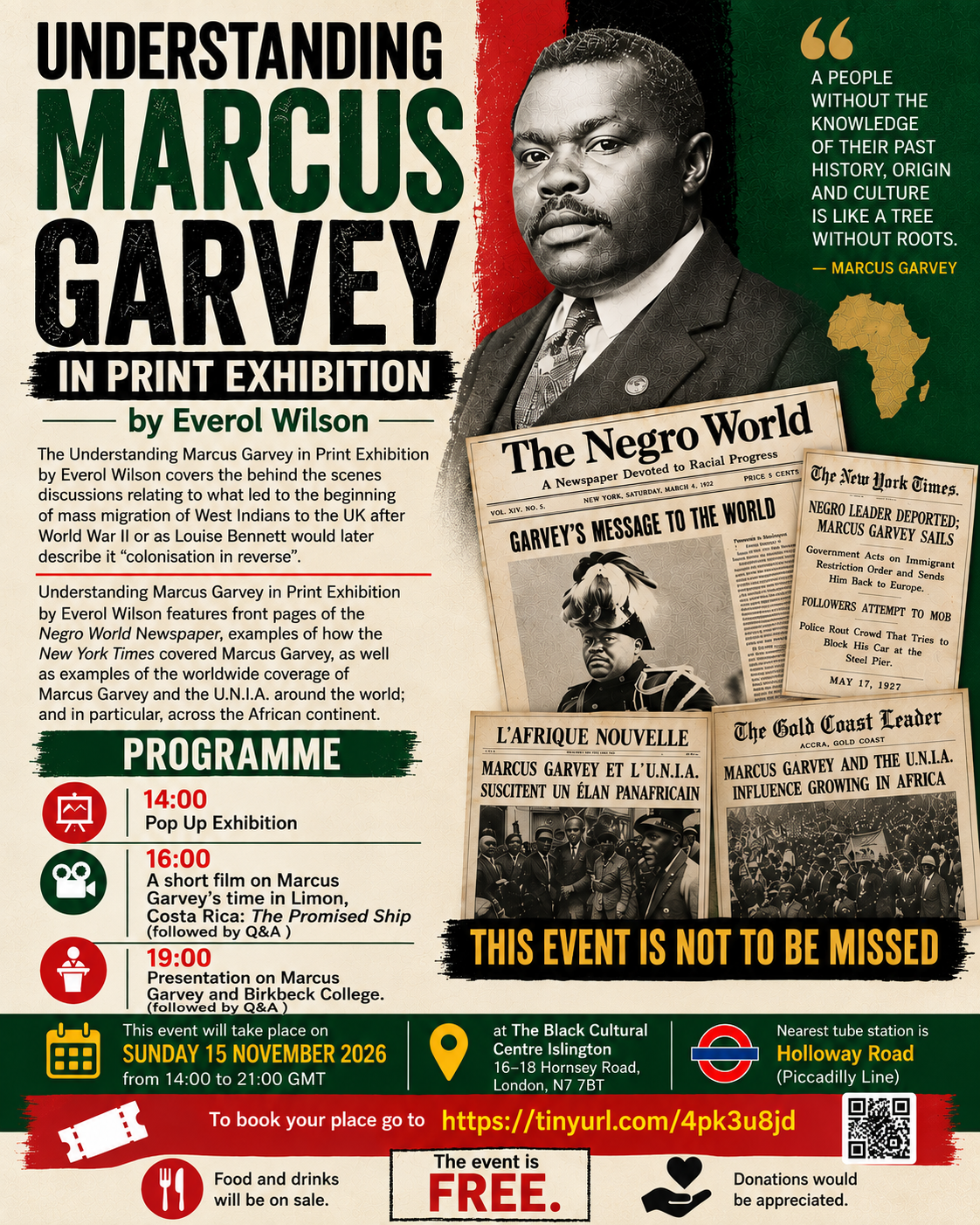 Read more about the article Understanding Marcus Garvey in Print Exhibition – Sunday 15 November 2026