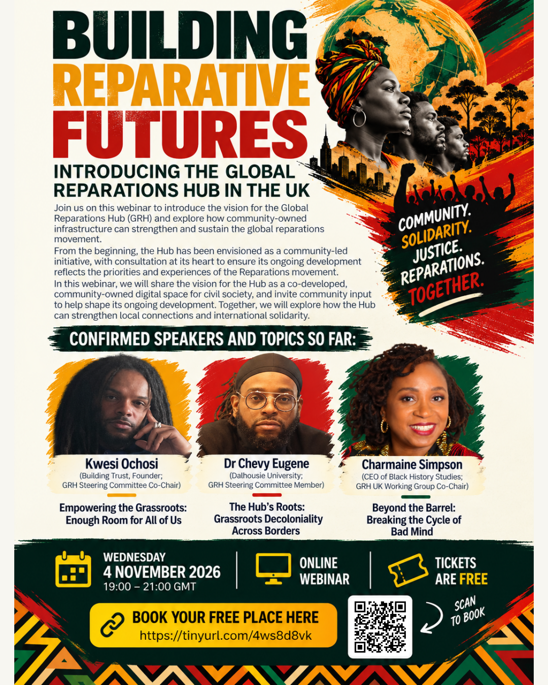 Read more about the article Free Webinar – Building Reparative Futures: Introducing the Global Reparations Hub in the UK – Wed 4 November 2026